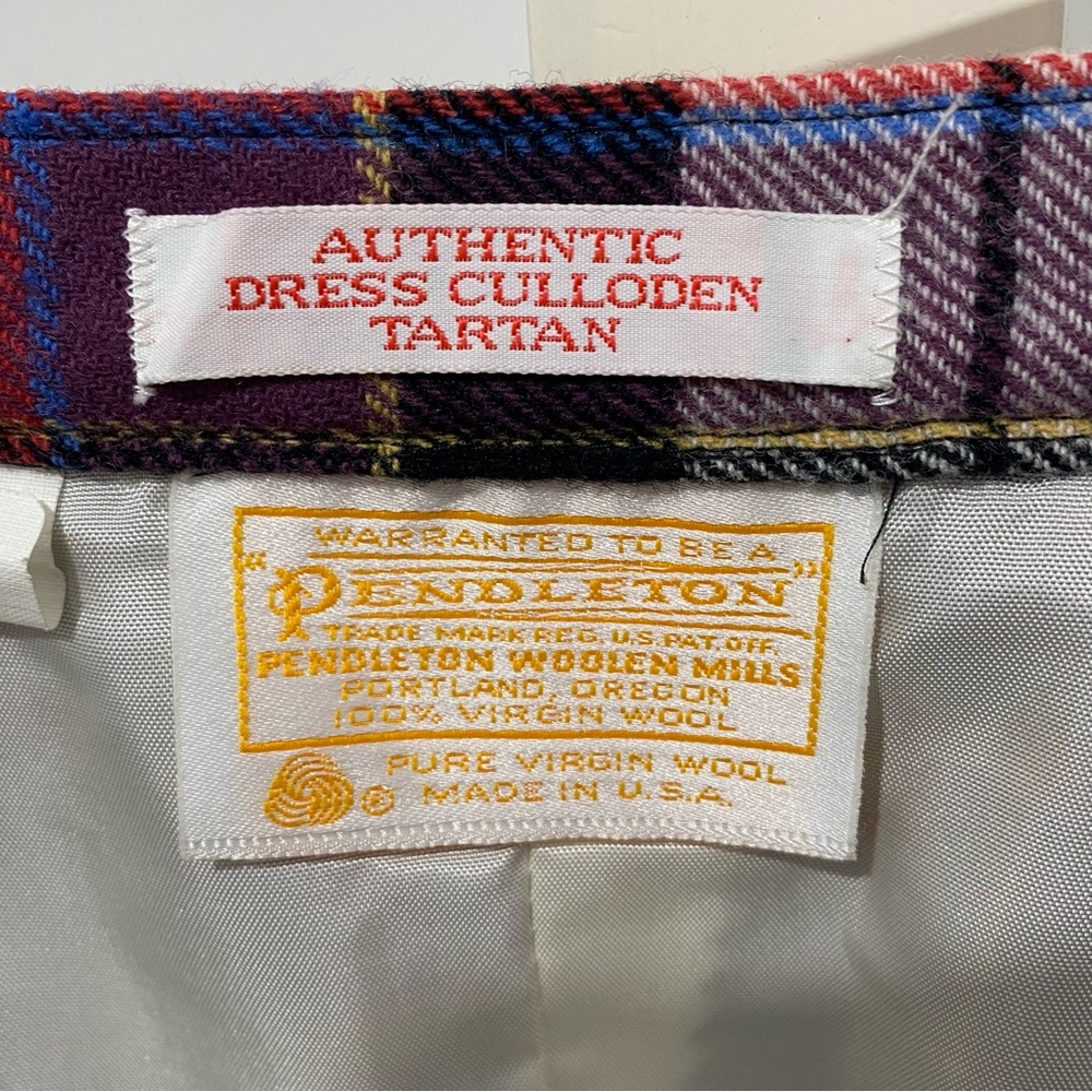 VTG Pendleton Authentic Dress Culloden Tartan Plaid Wool Skirt Purple Sz 12 - Picture 6 of 13